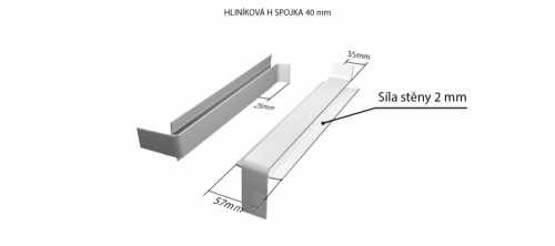 Hliníková H - spojka (k venkovním taženým parapetům) NOS 40 mm