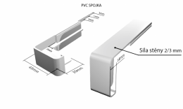 Venkovní pozinkované parapety nos 40 mm - Plastová H - spojka 350 mm (k venkovním pozinkovaným parapetům) NOS 40 mm