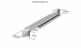 Venkovní hliníkové tažené parapety nos 25 mm - Hliníková R - spojka 135° (k venkovním taženým parapetům) NOS 25 mm