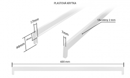 Vnitřní plastové parapety obyčejná ekonomická fólie - BÍLÁ plastová krytka oboustranná boční 600 mm (k plastovým parapetům EKONOMY
