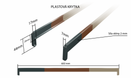Vnitřní plastové parapety renolitová folie - Plastová krytka oboustranná boční 600 mm (k RENOLITOVÝM parapetům)