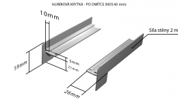 Venkovní pozinkované parapety nos 40 mm - Hliníkové krytky po omítce (pro obě strany) NOS 40 mm