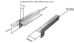 Venkovní pozinkované parapety nos 40 mm - Hliníkové krytky před omítkou (pro obě strany) NOS 40 mm
