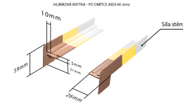 Venkovní pozinkované parapety nos 40 mm - Hliníkové krytky po omítce barva RAL na přání zákazníka (pro obě strany) NOS 40 mm